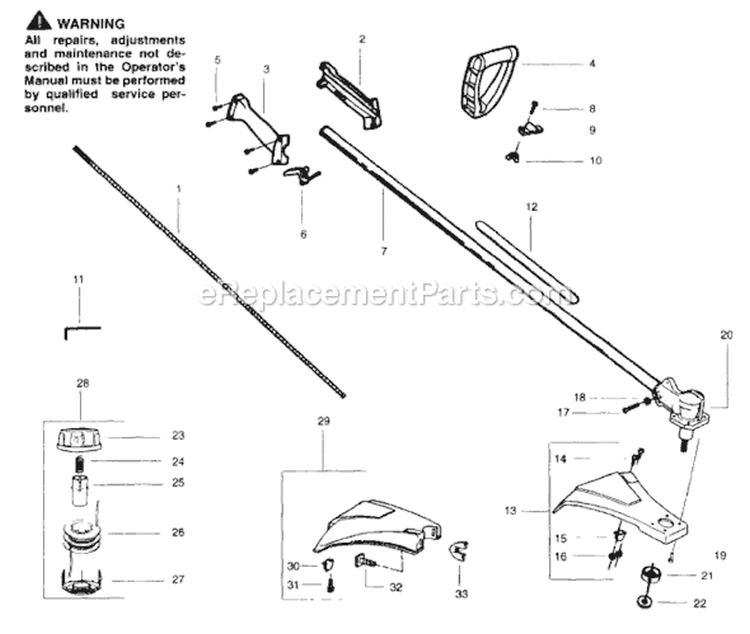 Page B Diagram and Parts List for XT65  Weed Eater Trimmer